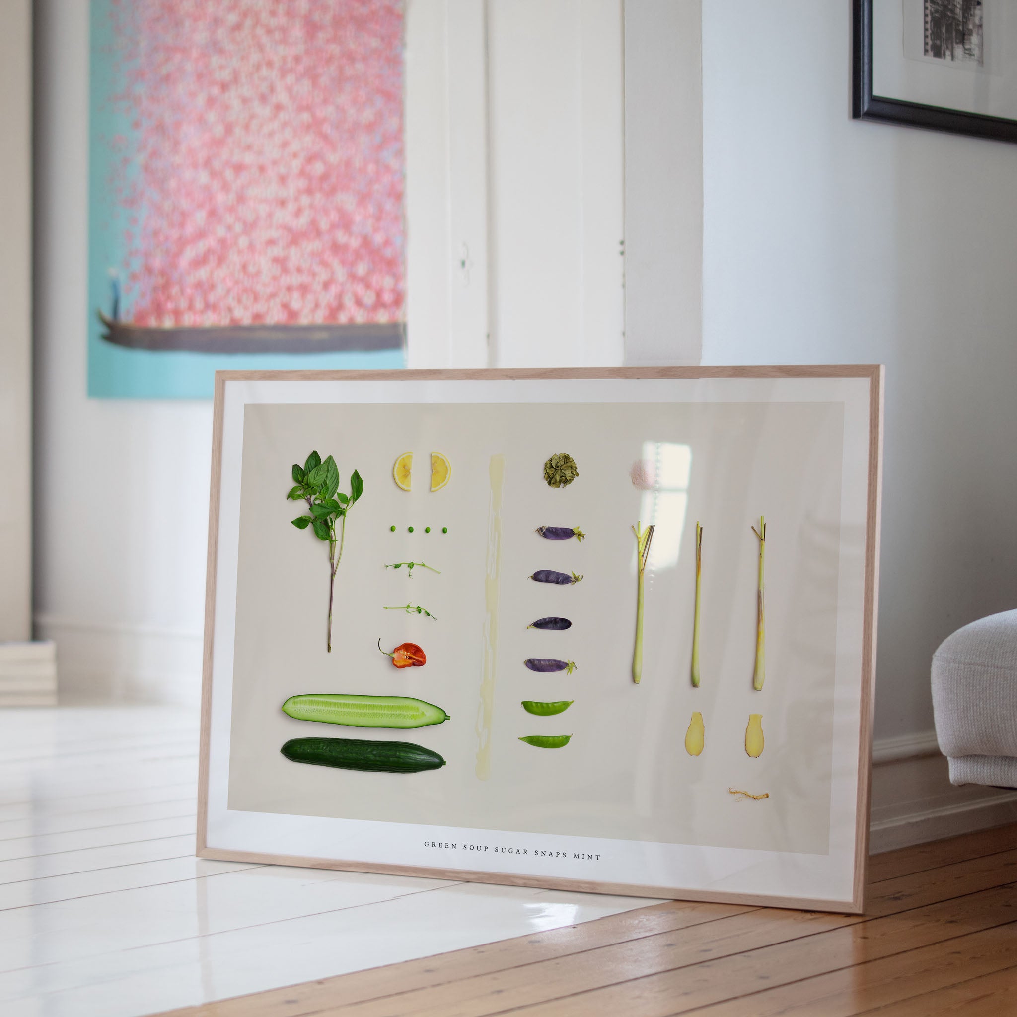 Green Soup Sugar Snaps Mint botanical art print close-up