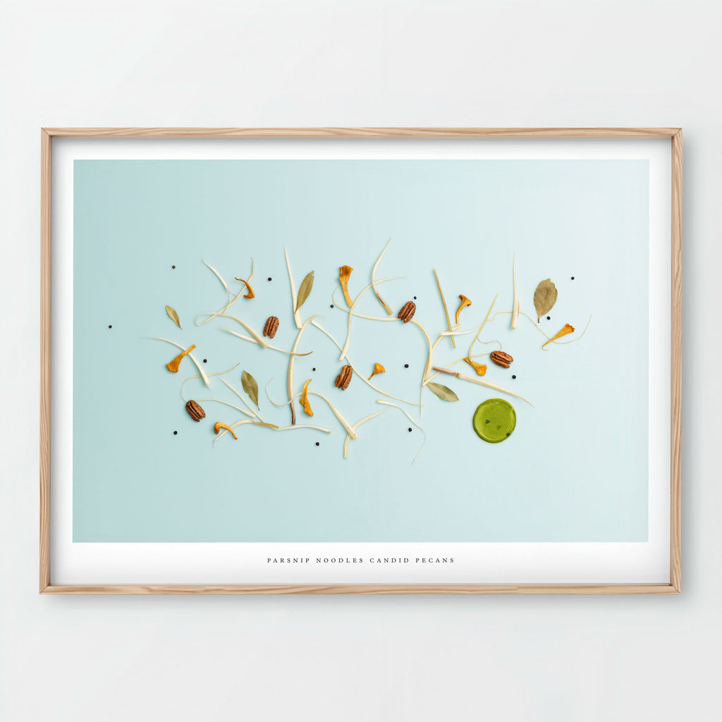 Parsnip Noodles Giclée art print - botanical illustration on light blue background
