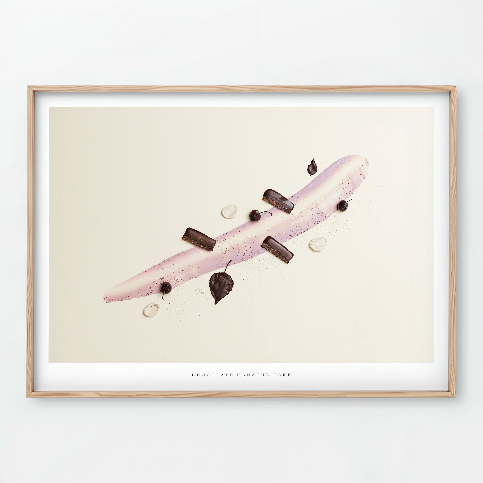 Chocolate Ganache Cake Giclée art print - dessert illustration on beige background