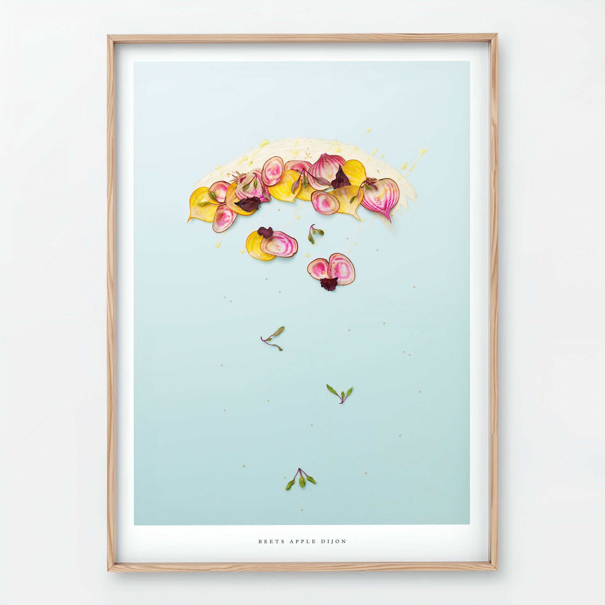 Beets Apple Dijon Giclée art print - botanical illustration on light blue background